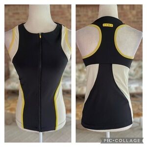 ASOS Black Yellow Racerback Athletic Full Zip Sports Top 6